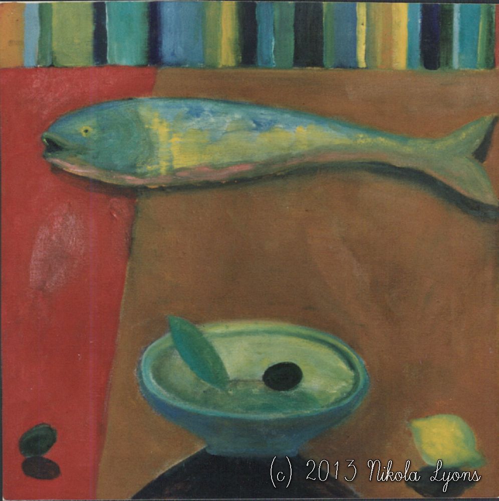 Nikola Lyons: Fish Still Life With Red